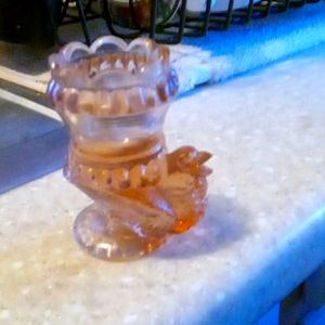 Vintage  Fenton glass purple bowl and one carnival glass bird orange